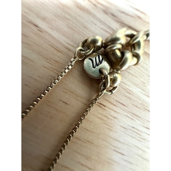 Madewell Chevron Pendant Long Necklace Gold & Silver-Tone Mixed Metal With Rhine - Picture 2 of 12